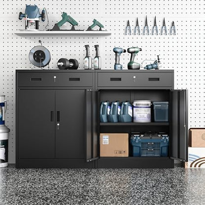 metal storage cabinet, garage storage cabinet with 1 shown in use