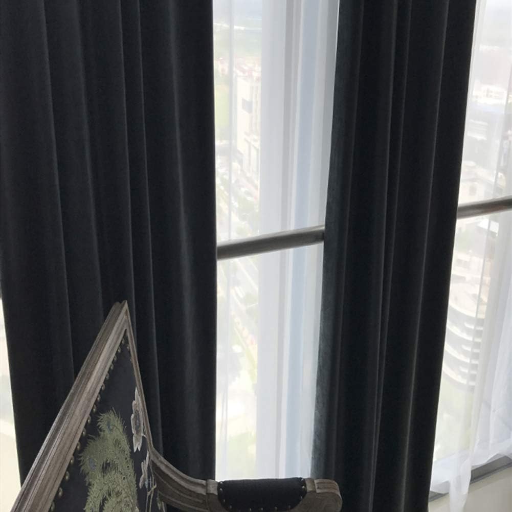 SINGINGLORY Velvet Curtains 2 Panels Set Blackout Thermal(W52xL96,Black) | Soft and Heavy,Environment-Friendly and No Chemical Coating,Easy to Install and Slide for Bedroom and Living Room