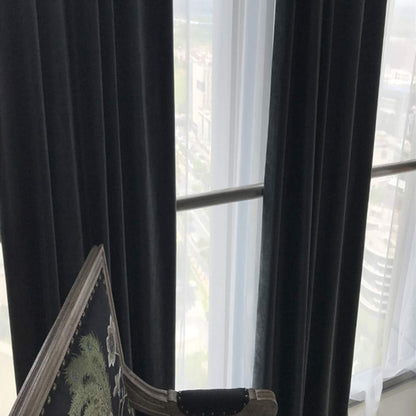 SINGINGLORY Velvet Curtains 2 Panels Set Blackout Thermal(W52xL96,Black) | Soft and Heavy,Environment-Friendly and No Chemical Coating,Easy to Install and Slide for Bedroom and Living Room