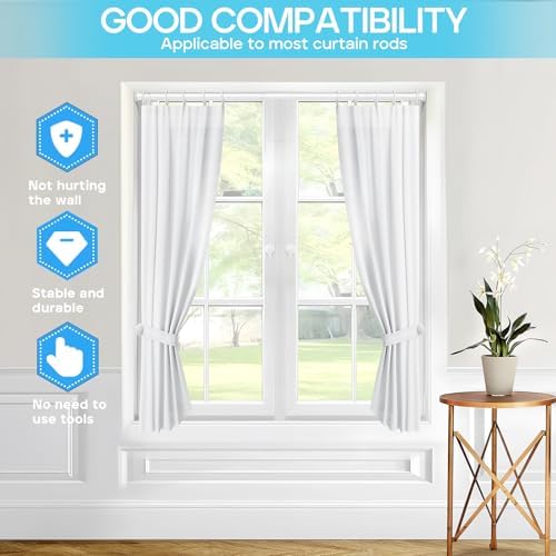 Spring Tension Curtain Rod 32-76 inch, White | Adjustable Expandable Tension Curtain Rod No Drilling, Tension rods for Window Doorway Kitchen Curtain