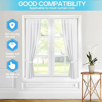 Spring Tension Curtain Rod 32-76 inch, White | Adjustable Expandable Tension Curtain Rod No Drilling, Tension rods for Window Doorway Kitchen Curtain
