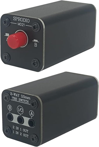 SPRODIO 2 Port Stereo 3.5mm Audio switcher selector Box Passive 1/8 TRS A/B - Image 3