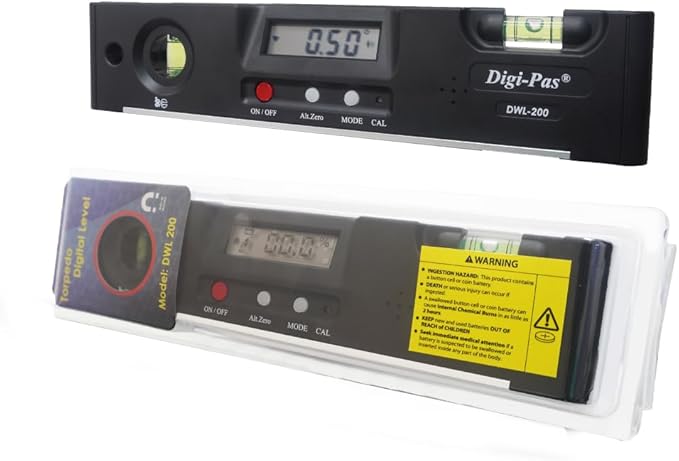 Digi-Pas DWL200 Electronic Torpedo Level, Protractor, Angle Gauge, Angle Finder by Digi-Pas
