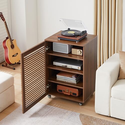 levnary 5-tier av media cabinet with grille door on a desk or shelf