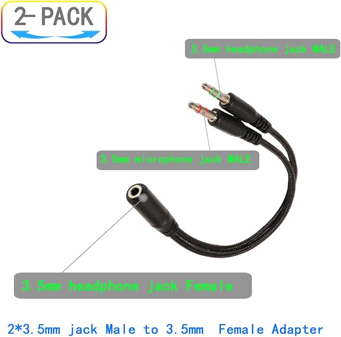 ZJKJHJY 3.5mm Audio Y Splitter Cable, Headphone and Microphone Adapter - Image 2
