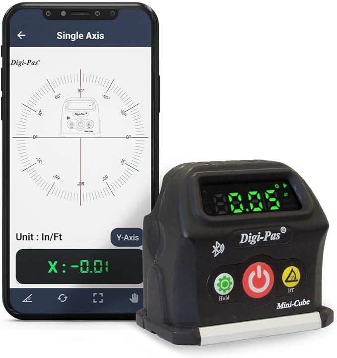Digi-Pas 2-Axis Smart Cube Level, WIRELESSLY displays leveling status on by Digi-Pas