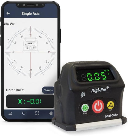 Digi-Pas 2-Axis Smart Cube Level, WIRELESSLY displays leveling status on by Digi-Pas