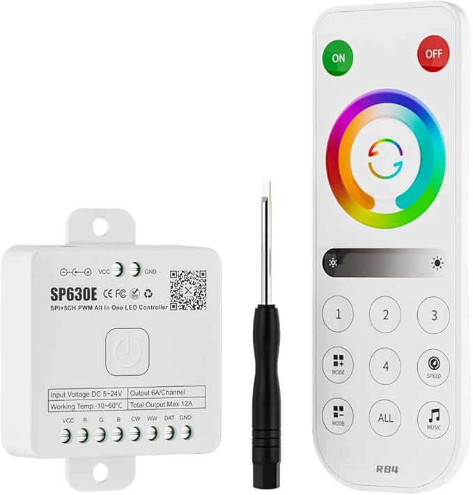 BTF-LIGHTING SP630E Bluetooth Controllers 4 Zones 2.4GHz RF RB4 Remote Kit by BTF-LIGHTING