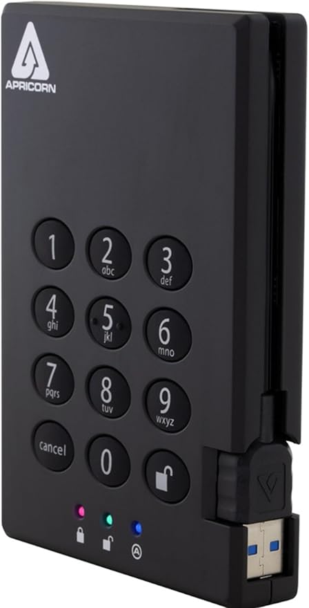 Apricorn 2TB Aegis Padlock USB 3.0 256-Bit AES XTS Hardware Encrypted Portable - Image 3