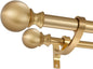 Double Curtain Rods for Window 48-84 Inch, Adjustable Double Drapery Rod with Round Finials, 1-Inch Front and 5/8 Inch Back Double Curtain Rod, Warm Gold Double Window Rods