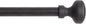 TOWN & COUNTRY EVERYDAY Modern Rounded Cap Single Indoor Curtain Rod and Finial Set, Easy Install Wall Mount, Matte Black, Adjustable 36”-72”