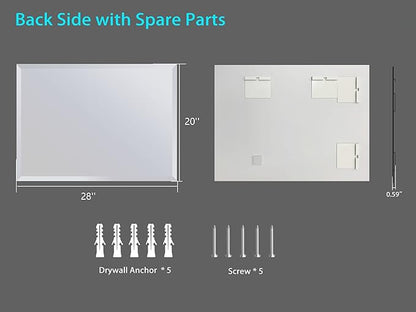 Beveled Edge Mirror 20x28 Inch Frameless Rectangle Bathroom Wall Mirror - Image 6