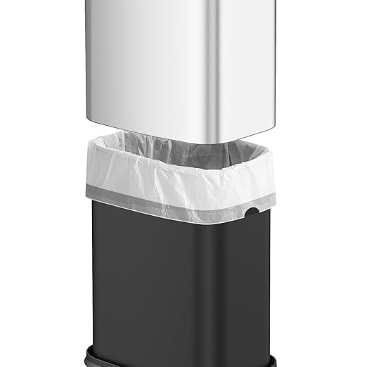 2.6 Gal Stainless Steel Bathroom Trash Can, Metal Waste Baskets - Image 3