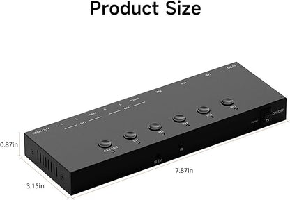5 in to 1 Out RCA/HDMI Switcher，3 Way HDMI 2.0 + 2 RCA to HDMI Converter - Image 2