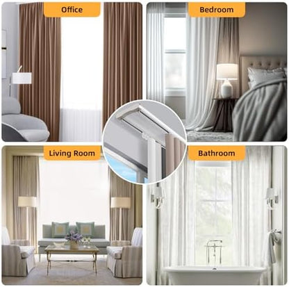 Double Curtain Track Ceiling Mount, Silent Aluminum Track Curtain Rail, Heavy-Duty Double Row Ceiling Curtain Tracks Rod Sliding Rails for Curtains, Room Divider for Living Room Bedroom (10FT)