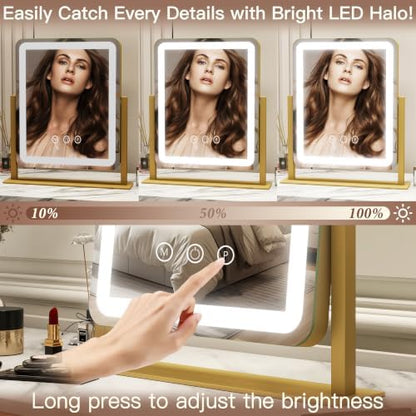 fennio vanity mirror with lights - 15"x12.6" led shown in use