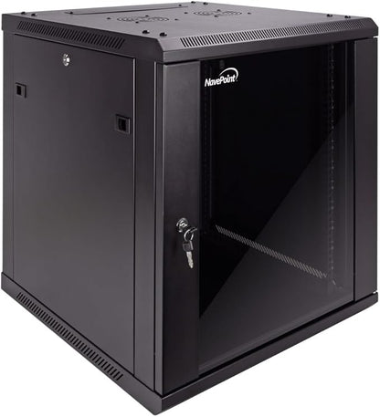 NavePoint 12U Server Cabinet Wall Mount Rack Enclosure Includes 2 Fans - Image 5