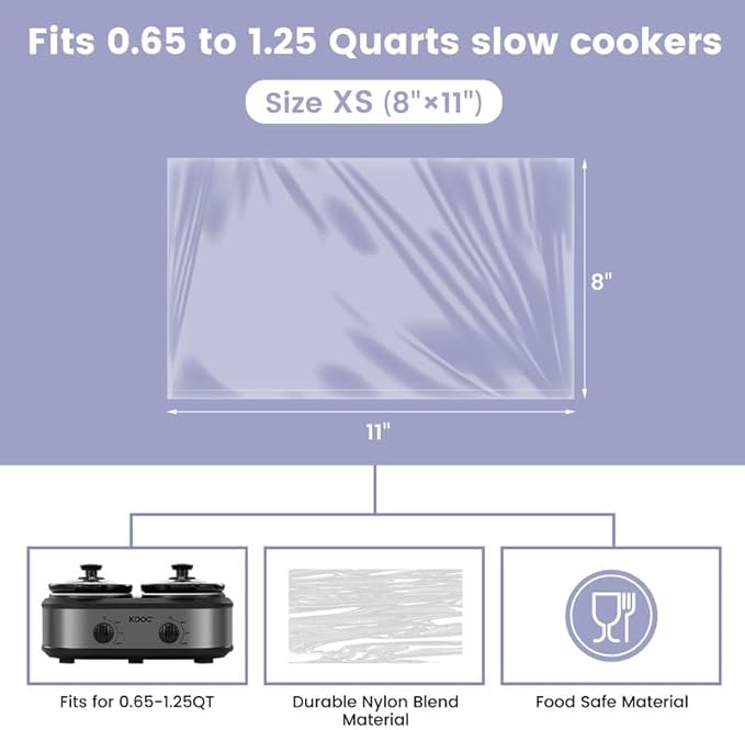 KOOC Slow Cooker Liners 8"x11" 20 Count Mini Size Disposable Pot Liners Cooking - Image 4