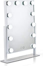 Waneway Lighted Dresser Mount Vanity Mirror with 12 x 3W Dimmable LED Bulbs and Touch Control Design, Hollywood Style Makeup Cosmetic Mirrors with Lights, White