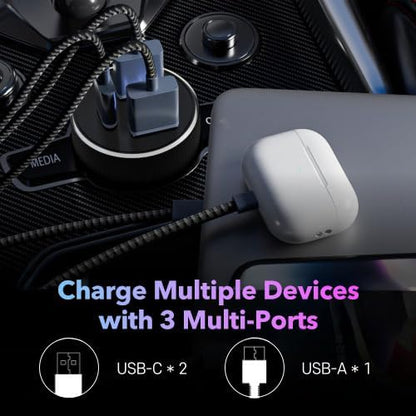 OLG 100W Car Charger – 3 Port Cargador para Carro – Cigarette Lighter USB Fast - Image 5