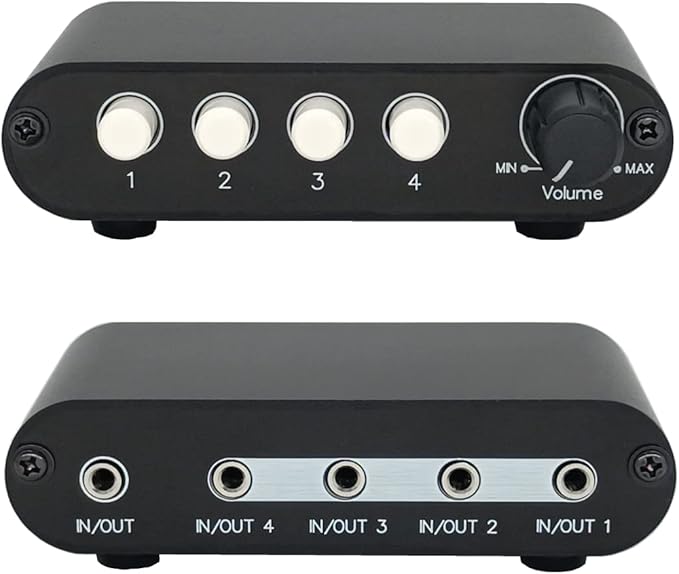 TENEALAY 4-Way 3.5mm Stereo Audio Switch Input Signal Source Switcher Selector by TENEALAY