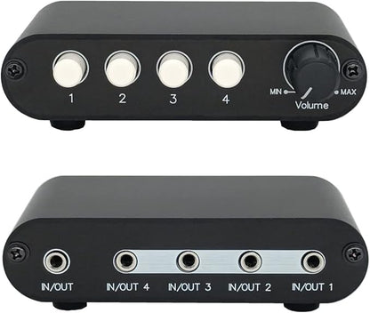 TENEALAY 4-Way 3.5mm Stereo Audio Switch Input Signal Source Switcher Selector by TENEALAY
