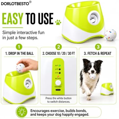 automatic ball launcher for medium dogs, 2.28-inch etpu, side view