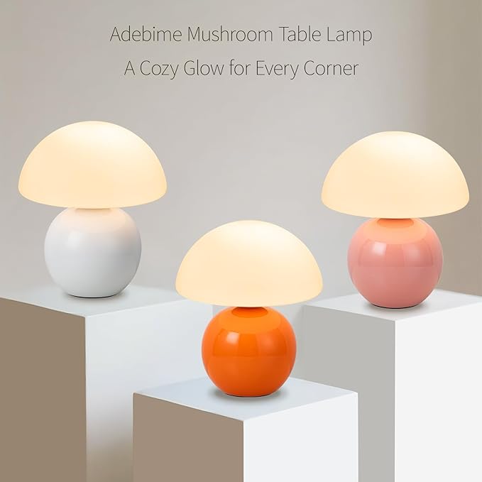 Mushroom Table Lamp, Ceramic Base - Image 8