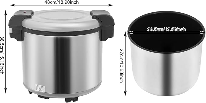 24.3qt/23L Commercial Rice Warmer, 105W Electric Constant Temperature Soup - Image 4