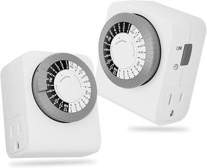 BN-LINK Timer Outlet with 2 Grounded Outlets, Mechanical Light Timers by BN-LINK