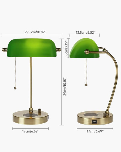 Newrays Green Glass Bankers Desk Lamp - Image 4