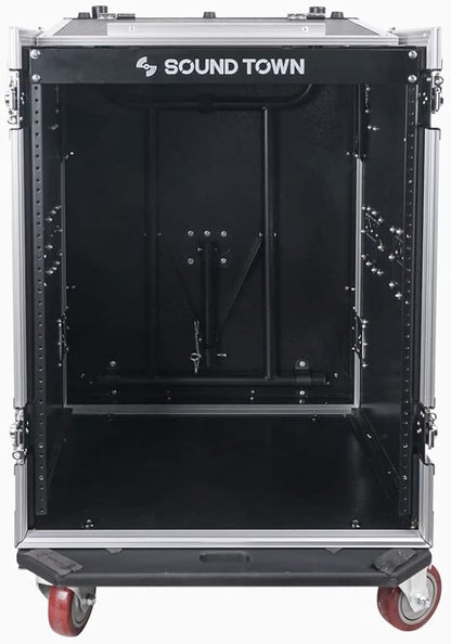 Sound Town Heavy-Duty 1/2" Plywood 14U PA DJ Rack/Road ATA Case - Image 3