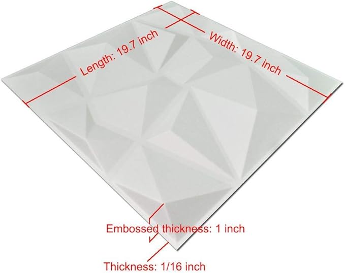 Art3d 12 Pack 3D Diamond Design Wall panels 19.7"x19.7" PVC Panel - Image 8