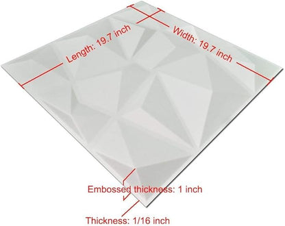 Art3d 12 Pack 3D Diamond Design Wall panels 19.7"x19.7" PVC Panel - Image 8