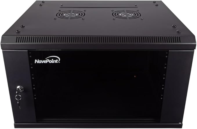 NavePoint 6U Server Cabinet Wall Mount Rack Enclosure Includes 2 Fans, Locking by NavePoint