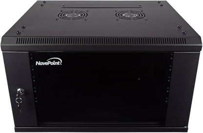 NavePoint 6U Server Cabinet Wall Mount Rack Enclosure Includes 2 Fans, Locking by NavePoint