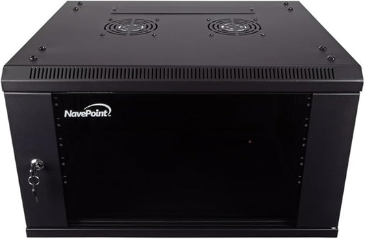 NavePoint 6U Server Cabinet Wall Mount Rack Enclosure Includes 2 Fans, Locking by NavePoint