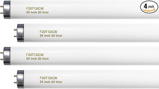 24 Inch T12 Fluorescent Tube Light Bulb 20 Watt Cool White, F20T12/CW 4100K by Konideke