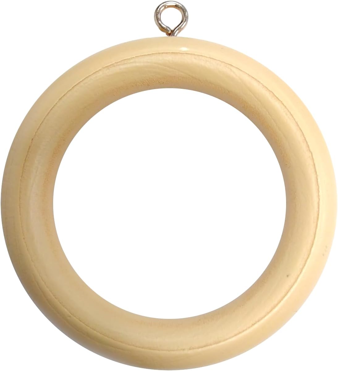 Merriway BH05956 (10 Pcs) Wooden Curtain Drapery Pole Rod Rings with Screw Eye, Inner Diameter 45 mm (1.3/4 Inch) Outer Diameter 64 mm (2.1/2 Inch), Light Brown - Pack of 10 Pieces
