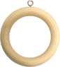 Merriway BH05956 (10 Pcs) Wooden Curtain Drapery Pole Rod Rings with Screw Eye, Inner Diameter 45 mm (1.3/4 Inch) Outer Diameter 64 mm (2.1/2 Inch), Light Brown - Pack of 10 Pieces