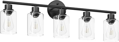 Guliaofo 5-Light Black Bathroom Vanity Lights, E26 Modern Bathroom Light - Image 6