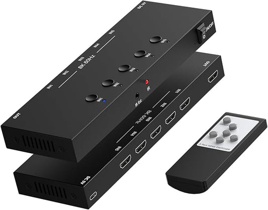 8K@60Hz HDMI 2.1 Switch 5 in 1 Out, 48Gbps Ultra HD 4K 120Hz, HDR10/Dolby Vision by OseTub