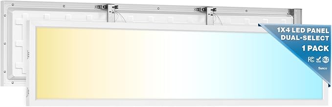 Sunco 1x4 LED Flat Panel Light, Dual Selectable CCT 3500K/4000K/5000K & by SuncoLighting