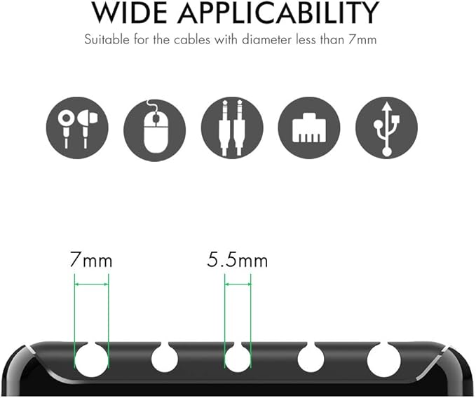 AHASTYLE Cable Organizer Holder 5 Slots Desktop Cord Wire Clips Keeper - Image 2