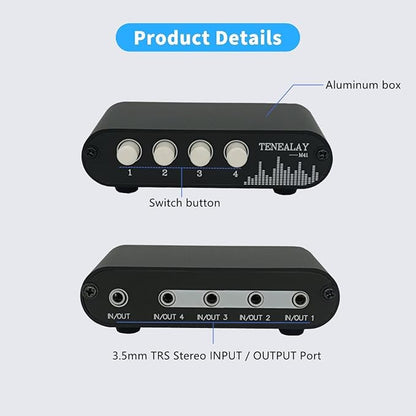 TENEALAY 4 in 1 Out / 1 in 4 Out AUX 3.5mm Stereo Audio Input Signal Source - Image 4