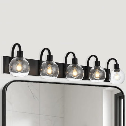 WINSHEN Bathroom Light Fixtures 5-Lights Matte Black Farmhouse Vanity Lighting - Image 6