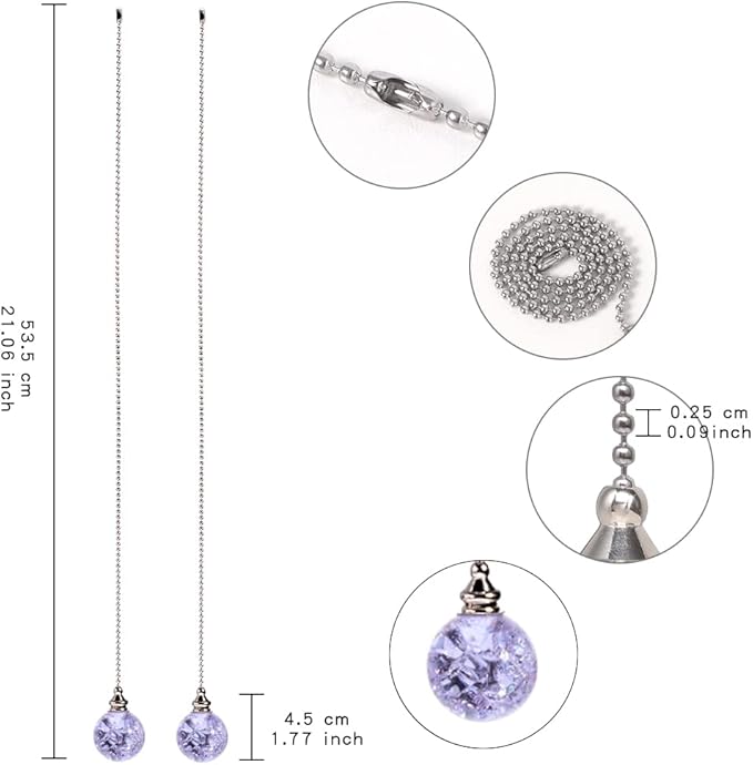 LONGSHENG - SINCE 2001 - 2PCS Purple Pull Chain Crystal Glass Ice Cracked Ball - Image 2