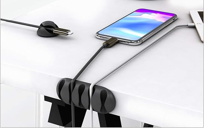 OHill Desk Cable Management Cord Organizer, 16 Pack White Self Adhesive Cord - Image 3
