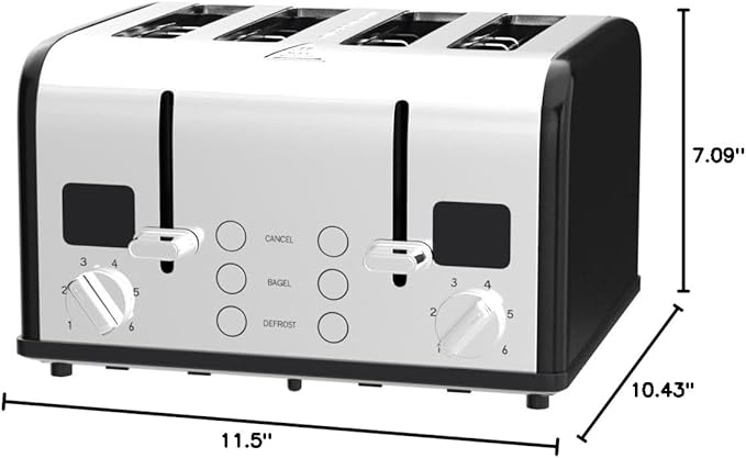 CUSIMAX 4 Slice Toaster, Stainless Steel, Ultra-Clear LED Display & Extra Wide - Image 7
