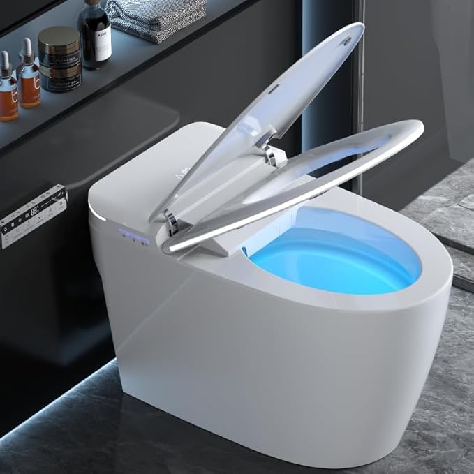 Luxury Smart Toilet with Foam Shield Auto-Open/Close Lid, One Piece Bidet by LoupusuoROMANCHAIR